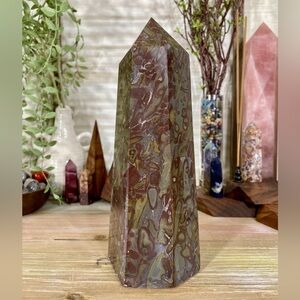 0644 Bamboo Leaf Jasper Crystal Tower - Extra Large 9-1/4 Inches Tall